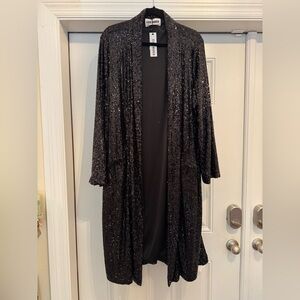 NWT Steve Madden Black Sequin Duster style jacket